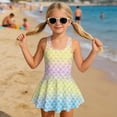 thumbnail image 3 of Uorisanigo Kids Swimsuits for Girls Rainbow Mermaid Scale Modest Bathing Suit Swimwear One Piece Beach Swim Dress Summer Vacation, Size 8-9, 3 of 6