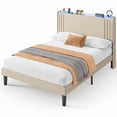 thumbnail image 2 of Hot Sale Wingback Upholstered Queen Bed Frame, Sturdy & Noise-Free Platform Bed, No Box Spring Required, Easy Assembly Beige, 2 of 10