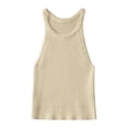 thumbnail image 5 of xfsWaSs Workout Tank Tops For Women Sleeveless Ribbed Knit Camisole Tank Top High Neck Cropped Basic T-Shirts Casual Summer Tops Tunic Basic Tees, 5 of 5