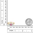 thumbnail image 6 of Gem Stone King 18K Yellow Gold Plated Silver 3-Stone Ring Oval Pink Moissanite and Topaz Sky Blue (2.42 Cttw, Size 7), 6 of 6