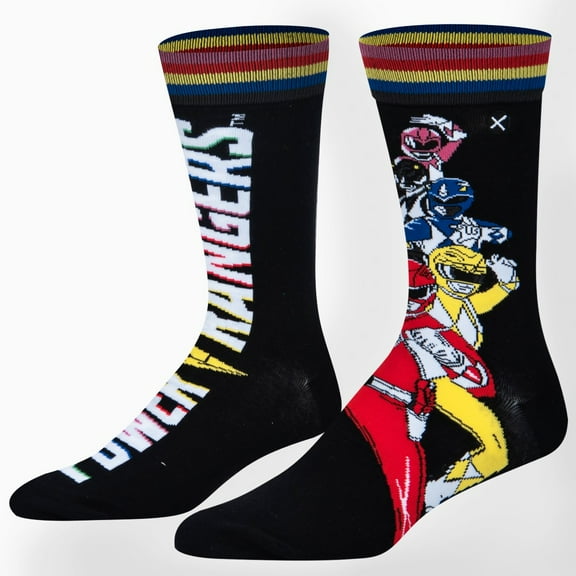 ODD SOX Mighty Morphin Power Rangers Assemble Crew Socks Large Sizes for Men, Women & Kids –