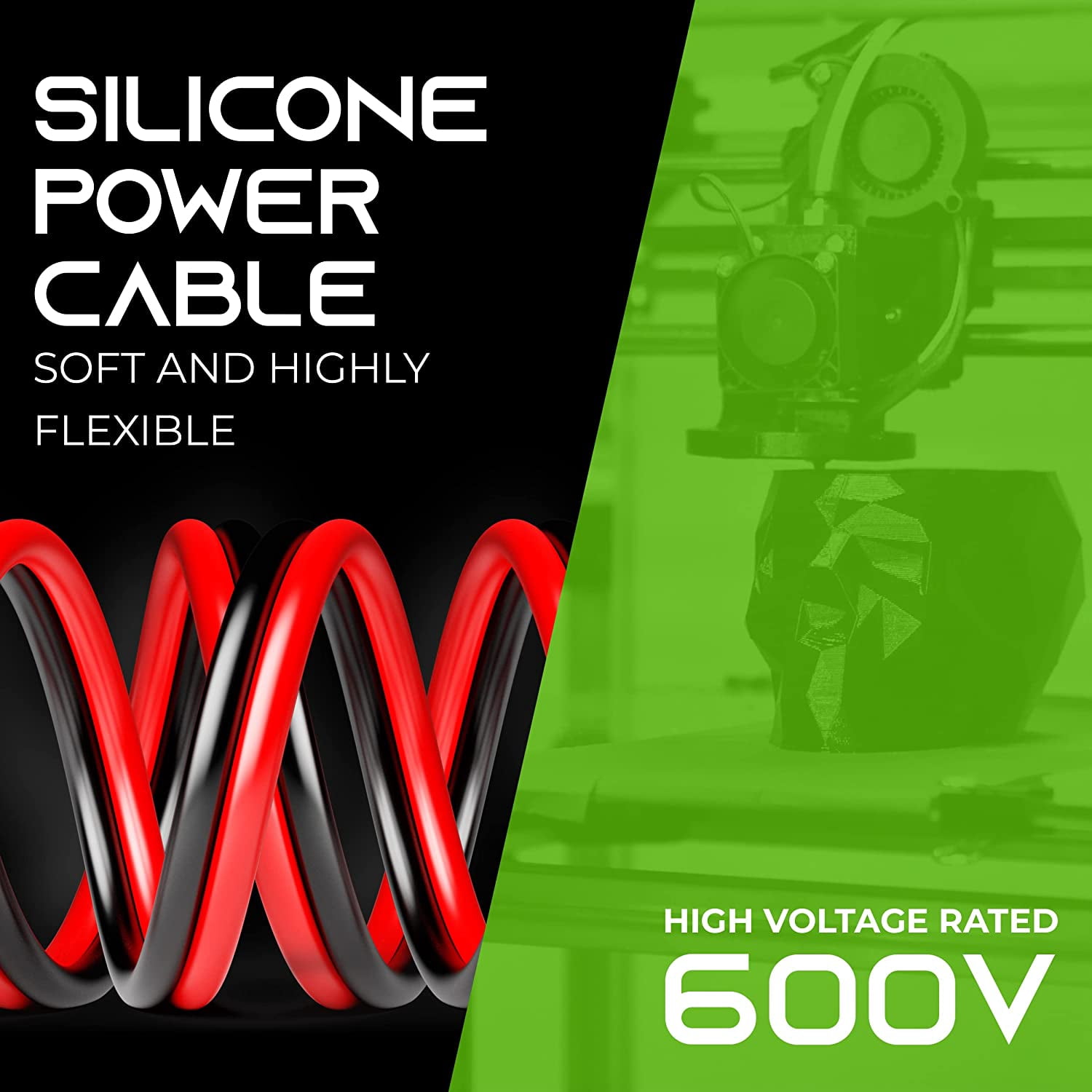 GEARit 14 Gauge Silicone Wire Power Supply Cable 600v Tinned Ofc Copper Stranded Flexible Electrical Wire 100ft for Auto, Trailer, Amp
