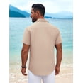 thumbnail image 4 of COOFANDY Mens Button Up Beach Shirt Short Sleeve Cuban Guayabera Shirt Casual Summer Shirts, 4 of 6