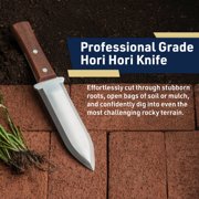 Kings County Tools Hori Hori Garden Knife – 7.4” Stainless Steel Blade Weeder with Wood Handle