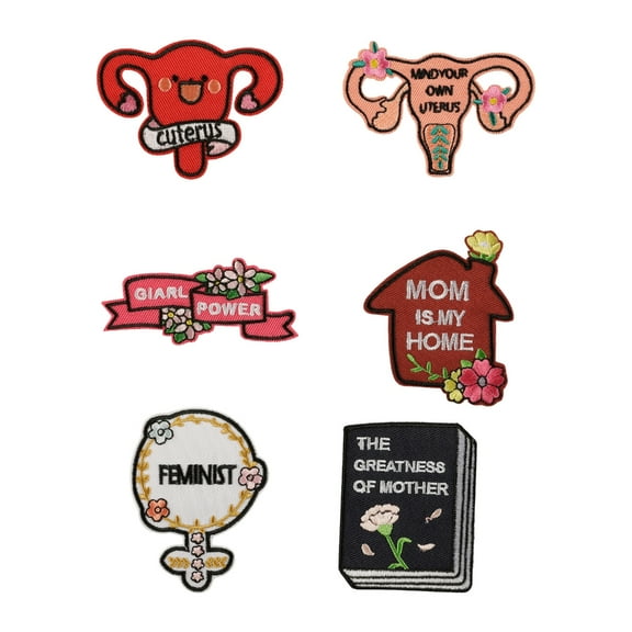 6 Pcs Mother's Day Series Iron On Patches Applique Patches Repair Patches Embroidery Patches for Jeans Bag Decoration