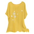 thumbnail image 1 of Gibobby Casual Playera de Manga Corta para Mujer Verano mujer manga corta cuello redondo flor camiseta Top Casual Slim camisas camiseta blusa(Amarillo,M), 1 of 5