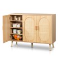 thumbnail image 4 of Hassch 3-Doors Rattan Storage Cabinet,Shoes Cabinet with Adjustable Shelves,Freestanding Cabinet Organizer for Hallway,Entryway,Living Room,Kitchen, Natural, 4 of 6