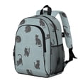 thumbnail image 2 of Black Cat and Yarn Ball Blue Pattern Backpack for School, Cute School Bag with Adjustable Shoulder Straps and Padded Back, 15"x11.42"x5.5", 2 of 5