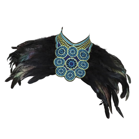 Chal de plumas artificiales, accesorio para disfrazarse de poncho o capa para Año Nuevo Negro