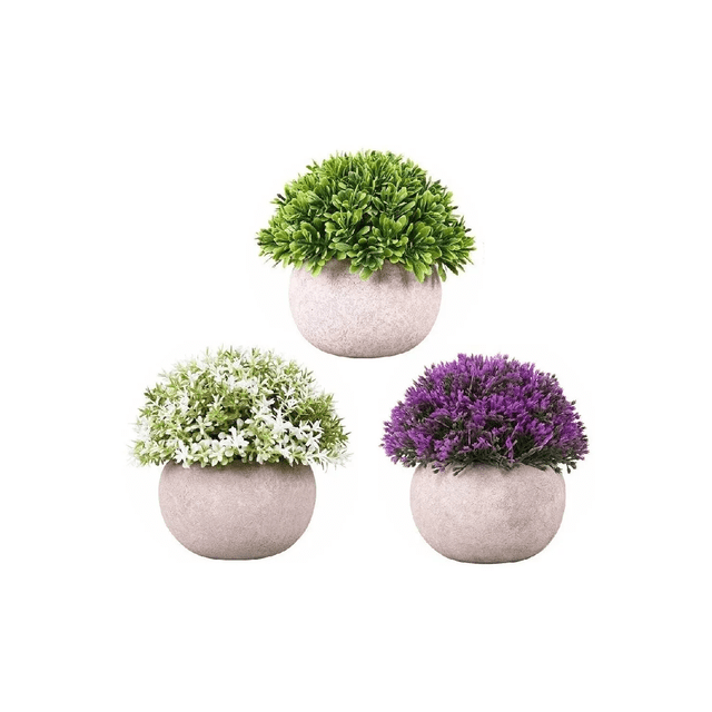 Plantas Artificiales Barro Decoración Verde 3 Macetas Bonsai
