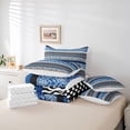 thumbnail image 5 of Manfei Tribal Damask Blue Bedding Comforter Set 7pcs, Fashion Zebra Print Queen Bedding Sets, Boho Stripes Abstract Reversible Queen Sheet Sets, Breathable Home Decor, 5 of 7