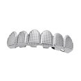 thumbnail image 3 of Vampire Fangs Texture Grills Rapper 6 Dientes Gorras Mujeres Hombres Halloween Top plateado Hugo Parrillas chapadas en oro de 18 quilates, 3 of 6