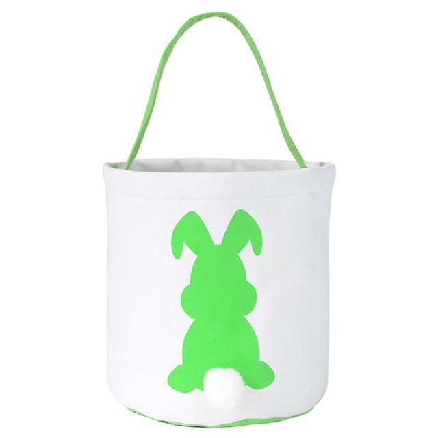 Bolsas de cesta de conejito de Pascua para niños, lona de algodón, regalo y huevos, bolsa de caza, colas esponjosas, conejo impreso, juguetes de lona B