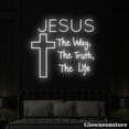 thumbnail image 3 of Glowneon Jesus The Way The Truth The Life Neon Sign, Cross Jesus LED Sign, Holy Cross Neon Light, 3 of 5