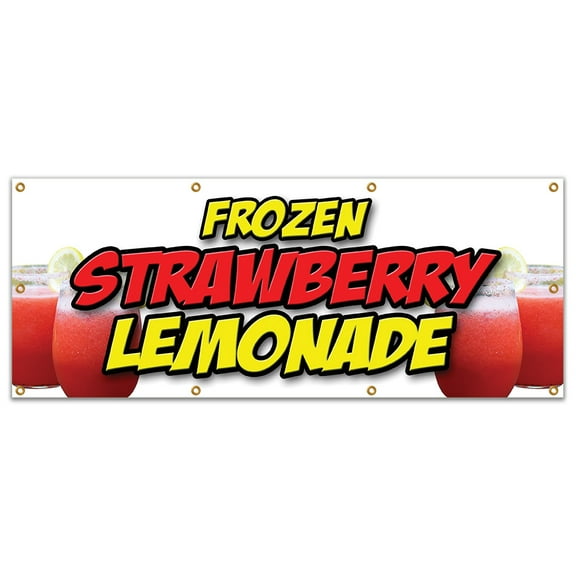 36"x96" FROZEN STRAWBERRY LEMONADE BANNER SIGN cold refreshing slushie drink