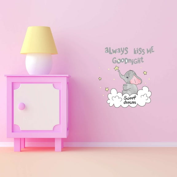 Elephant Sunshine Sweet Dreams Hugging Scarf Always Kiss Me Goodnight Hugs Kisses Girls Love Beautiful Crown Prince Unicorns Royalty Sweet Dreams Decorating Wall Decal Sticker - Size: 18 In X 20 In