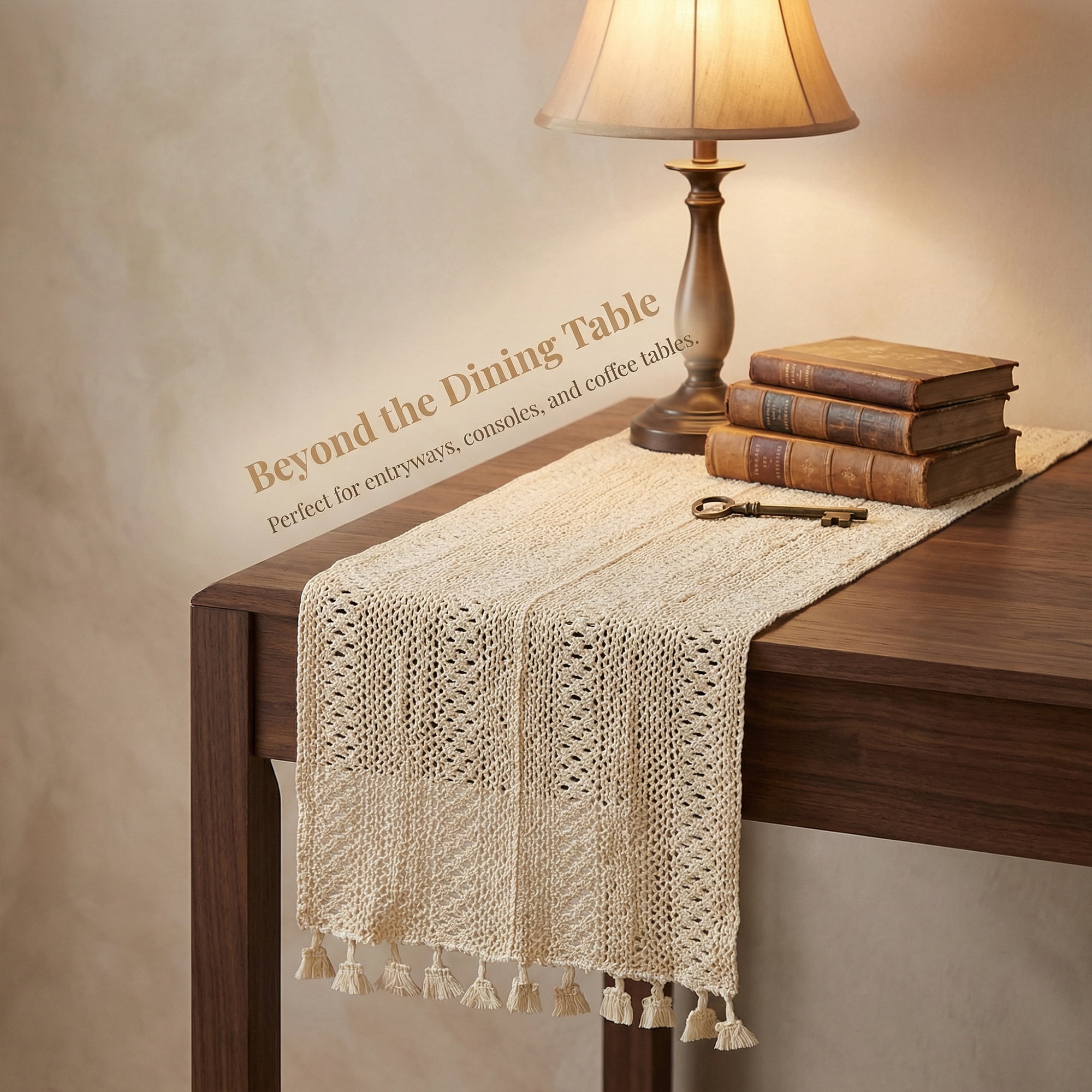 Unique Bargains Long Washable Cotton Kitchen Runner with Tassel Striped flower 63in