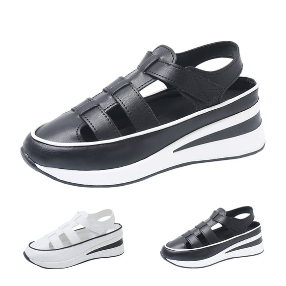 HaiMao Flat Sandals Barefoot Platform Shoes Athletic Sports Sandals Walking Shoes for Women Men Indoor Outdoor Sneaker White 9(42)