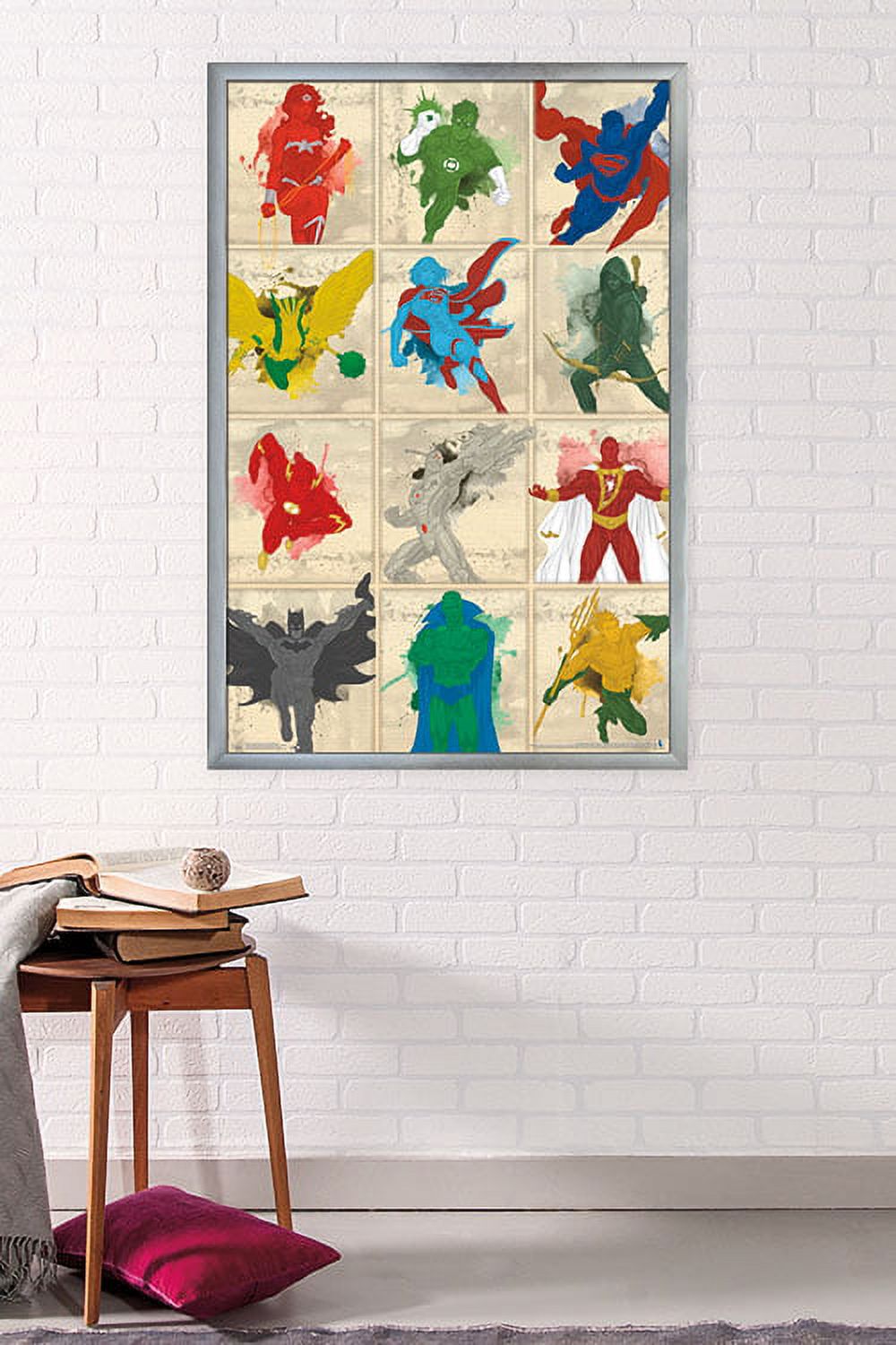 DC Comics - Justice League - Simplistic Grid Wall Poster, 22.375" x 34", Framed