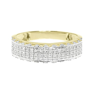 Mens Round Pave Diamond 6mm 3D Wedding Band Ring in 10k Yellow Gold (0.33 ct)