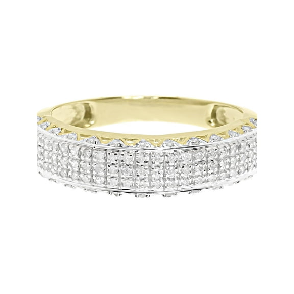 Mens Round Pave Diamond 6mm 3D Wedding Band Ring in 10k Yellow Gold (0.33 ct)