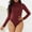 Wine, variant on Joau Womens Turtleneck Bodycon Short Jumpsuits Bodysuits Tummy Control Seamless Long Sleeve One Piece Rompers Outfits for Yoga Sports Workout