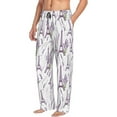 thumbnail image 2 of Uemuo Lavender Flowers Pattern Men's Wide Leg Palazzo Lounge Pants with Pockets Light Weight Loose Comfy Casual Pajama Pants-Small, 2 of 9