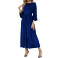 thumbnail image 3 of Mifsaly Long Sleeve Velvet Dress for Women 3/4 Flared Sleeve High Waist Midi Wedding Guest Dresses Spring Winter Cocktail Evening Party Gowns Elegant Semi Workwear M, 3 of 9