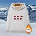 thumbnail image 6 of Women's Sherpa Lined Christmas Hoodie: Fuzzy Santa Graphic Pullover - Long Sleeve Festive Fleece Sweatshirt w/ Drawstring Cozy Holiday Lounge Wear, 6 of 7