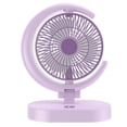 thumbnail image 1 of Ventilador de escritorio USB recargable, silencioso, pequeño, portátil, con luz, para el hogar, viajes, oficina, morado, 1 of 14