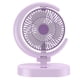 thumbnail image 1 of Ventilador de escritorio USB recargable, silencioso, pequeño, portátil, con luz, para el hogar, viajes, oficina, morado, 1 of 14