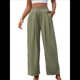 thumbnail image 1 of Pantalones Casuales para Mujer, Holgados, con Cordón, Cintura Alta, Pierna , para Playa y Bolsillos. Verde L, 1 of 9