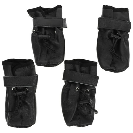 GOOHOCHY 4pcs Sole Pet Shoes Non-slip Shoes Leather Dog Boots Paw Protector for Pet Dog (Black Random Lining Pattern Size 8)