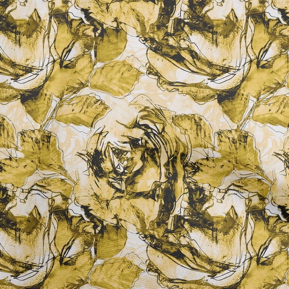 oneOone Polyester Spandex Yellow Fabric Floral Watercolor Sewing Craft Projects Fabric Prints By Yard 56 Inch Wide