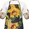 thumbnail image 2 of Black Sunflower White Flower Pattern Apron-Garden Aprons for Women with Pockets-Cotton Linen Waterproof Kitchen Cooking Gardening Aprons Adjustable for Kitchen,Cooking,BBQ and Salon 33x27 Inch, 2 of 7