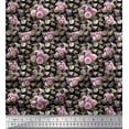 thumbnail image 1 of Soimoi Velvet Fabric Leaves & Peony Floral Print Fabric by The Yard 58 Inch Wide, 1 of 3