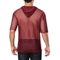thumbnail image 3 of INSPIRE CHIC Sheer Mesh T-Shirts for Men's See Through Short Sleeves Club Tee Tops with Hood XL Red, 3 of 5