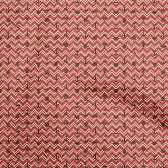 oneOone Cotton Cambric Red Fabric Nautical Craft Projects Decor Fabric Printed By The Yard 56 Inch Wide