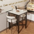 thumbnail image 4 of Wisfor Table de Bar en Pierre Frittée, Table de Pub Carrée, Table de Déjeuner et de Salle à Manger, Table Basse avec Pied en X, 4 of 14