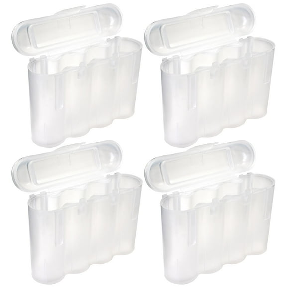 Four (4) EBC Battery AA AAA Clear Plastic Battery Storage Case Holder Box USA Ship