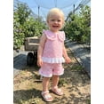 thumbnail image 5 of BemeyourBBs Toddler Baby Girl Summer Clothes Cute Infant Baby Girls Plaid Gingham 2 Piece Outfits Sleeveless Doll Collar Vest Tank Tops Ruffled Shorts Set Toddler Girls Summer Outfit, 5 of 9