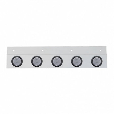 United Pacific 63717 Stainless Top Mud Flap Plate w/Five 9 LED 2" Lights & Grommets - Red LED/Clear Lens
