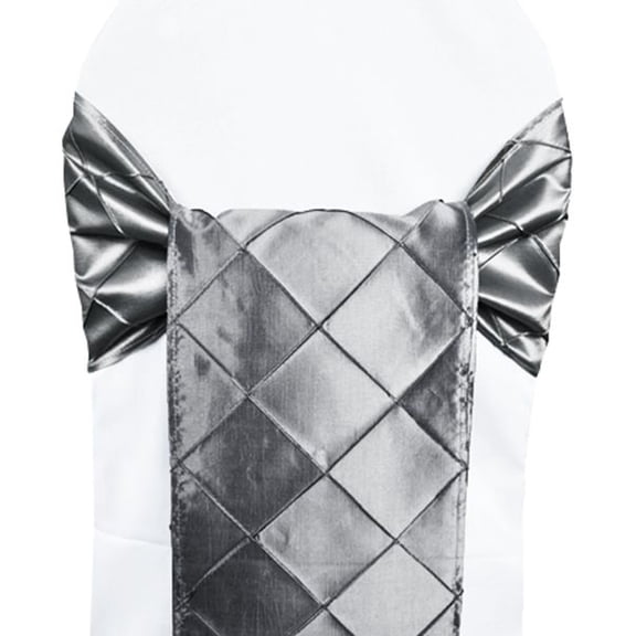 Wedding Linens Inc. (5pcs) 9.5"x108" Pintuck Chair Sashes Bows Ties Linens for Wedding Party Ceremony Event Home Dining Reception - Silver Gray