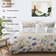 thumbnail image 3 of 3 Piece Blue Teal Spring Floral Duvet Cover Set California King,Microfiber Comforter/Quilt Cover with Corner Ties and 2 Pillowcases,Watercolor Botanical Summer Flowers Bedding with Zipper Closure, 3 of 8