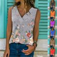 thumbnail image 2 of Camiseta sin mangas informal para mujer, Top con estampado de flores, Tops de moda, Camiseta holgada con cuello en V de calle 2021, 2 of 5