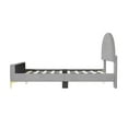 thumbnail image 2 of Full Size Platform Bed Frame with Semi-Circle Shaped Upholstered Headboard, Metal Legs Modern Bed Frame, 2 of 7