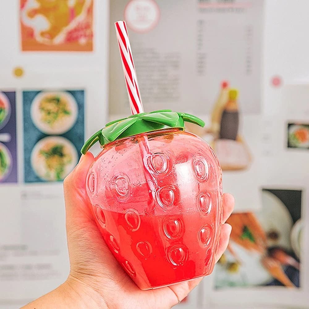 Cute Strawberry Cup with Straw – Kawaiies