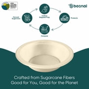 BOSNAL 16 Oz Round Bagasse Bowls (50 Pack) – Compostable, Biodegradable & Eco-Friendly Disposable Bowls for Hot and Cold Food, Parties & Catering