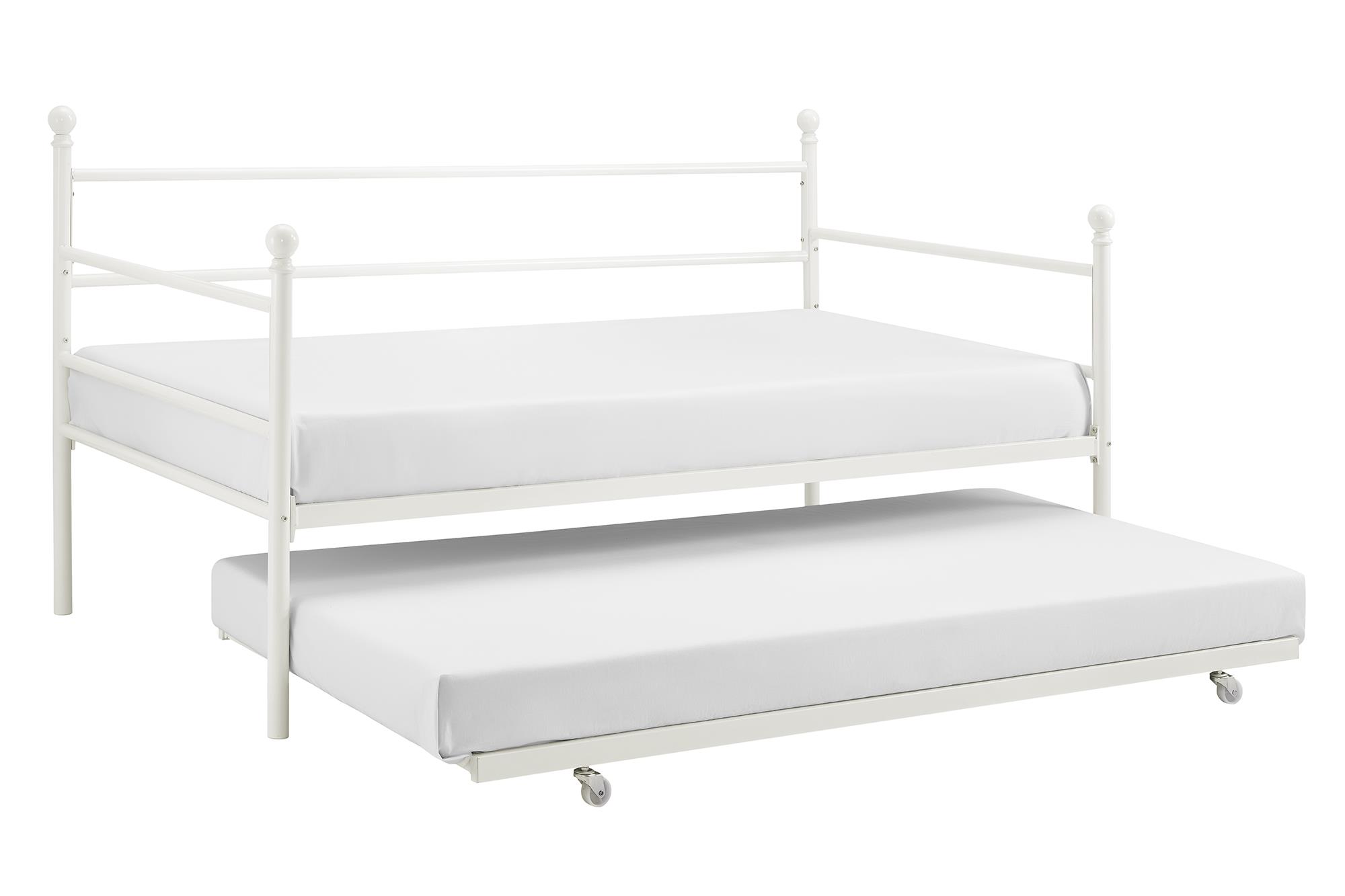 Mainstays Modern Metal Daybed with Trundle, Twin Size Frame, Off White - image 5 of 18
