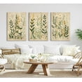 thumbnail image 2 of 3Pcs Framed Sneutral Vintage Wildflowers Wall Art Green Plant Canvas Posters Prints Sage Pictures Daisy paintings Wall Decor for Bedroom Bathroom Living Room, 2 of 6
